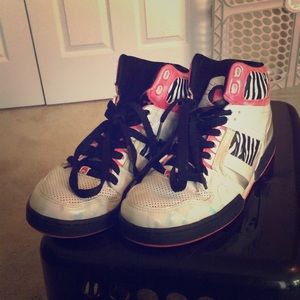 Pink/Blue/White Zebra Striped Osiris High Tops
